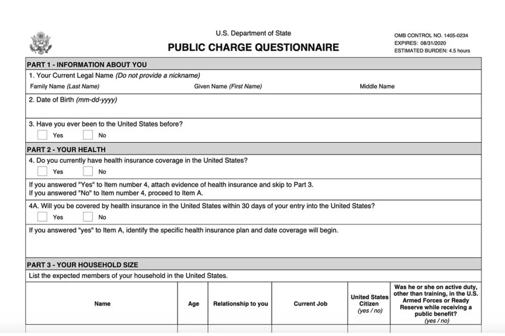 Public Charge Questionnaire